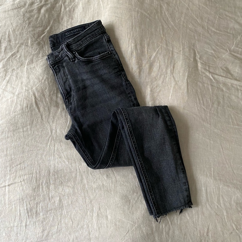 AllSaints Black Skinny Fringe Jean